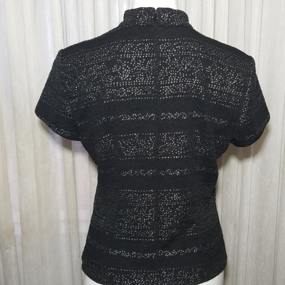 David Warren zip back high collar beaded top - Picture 2 of 8